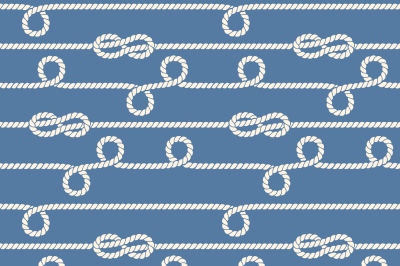 Nautical ropes and knots vector seamless pattern