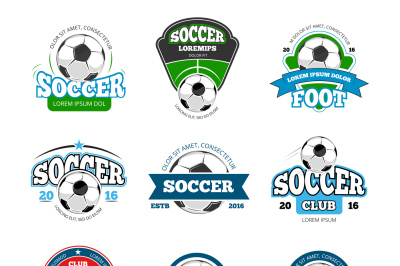 Football, soccer club vector logo, badge templates set