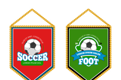 Soccer club pennants set with logo templates isolated