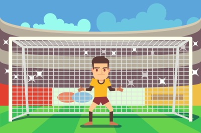 Soccer goalkeeper keeping goal vector illustration