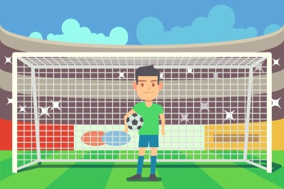 Soccer goalkeeper keeping goal vector illustration