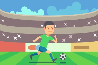 Soccer player running with ball vector illustration