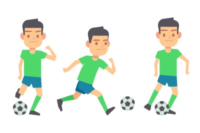 Soccer players with balls vector set isolated white