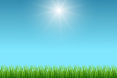 Clean blue sky and green grass vector background