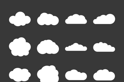 Vector clouds icons in white over gray