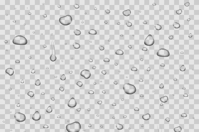 Realistic vector water drops transparent background