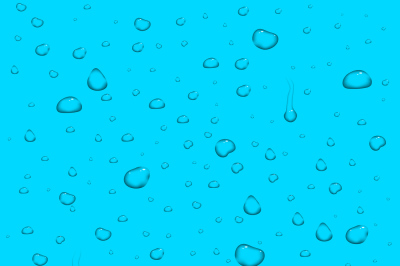 Realistic vector water drops blue background