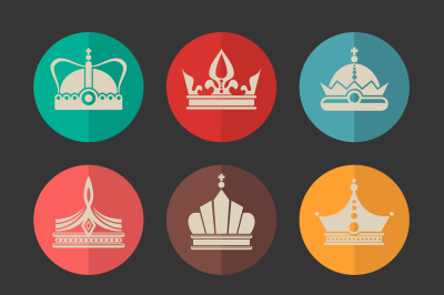 Vector royal crowns icons set