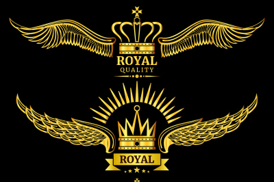 Golden vector wing crown royal logo