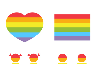 Gay family LGBT rights raibow icons white