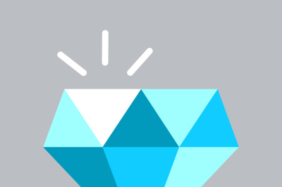 Shining blue diamond vector icon