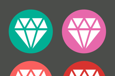 Vector diamond in colorful circles icons set