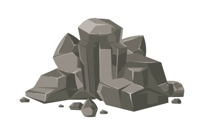 Stones and rocks cartoon vector nature boulder isolated