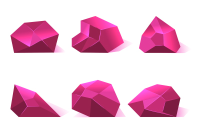 Pink vector crystals precious stones for game apps