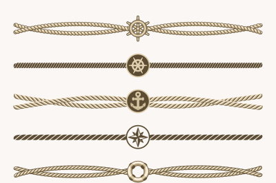 Nautical vintage rope vector dividers