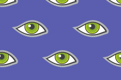 Green eyes patch vector seamless pattern