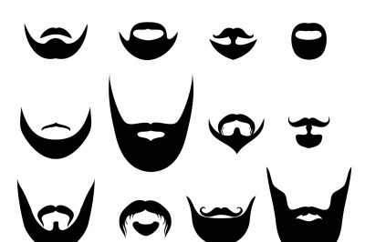 Men vector silhouette shapes of beards and mustaches