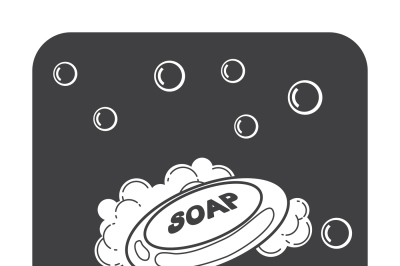 Soap bar with bubbles and foam