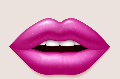 Realistic vector pink woman lips