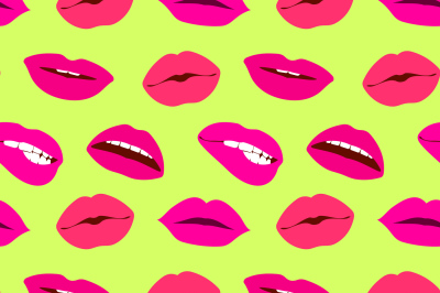 Woman lips bright vector seamless pattern