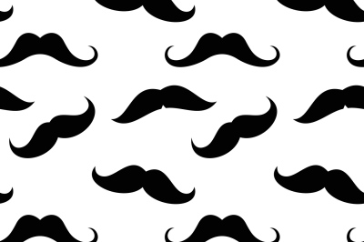 Vector mustaches seamless pattern in black and white