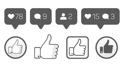 Thumb up, like icons, follower comment  vector set