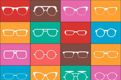 Set of vector glasses colorful icons