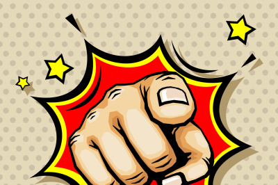 Hand with finger pointing vector illustration in pop art style