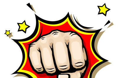 Punching hand with clenched fist vector illustration