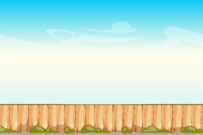 Rural wooden fence blue sky vector background