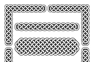 Celtic knots vector medieval borders and corner elements