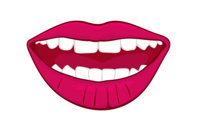 Pink smiling womans lips vector illustration