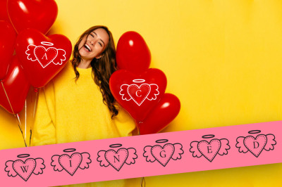 Winged heart, dingbats font for valentine day