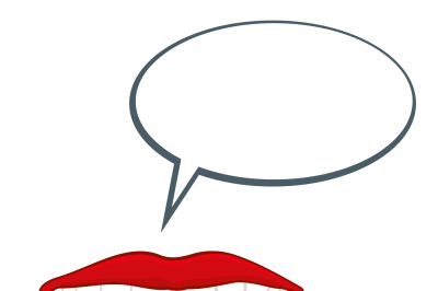 Open womans mouth with speech bubble vector illustration