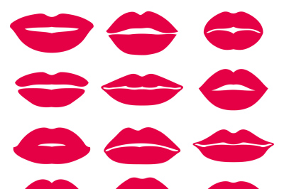 Woman lips expression vector icons set