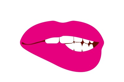 Woman biting her lip vector illustration white