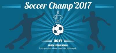 Blue horizontal football&2C; soccer vector poster template