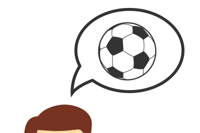 Smiling man thinking about soccer game vector illustration