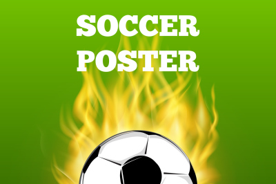 Burning soccer ball vector poster template