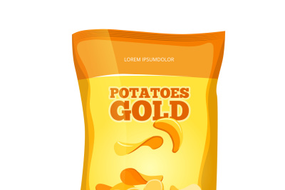 Crisp potato chips snacks vector bag package