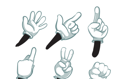 Cartoon arms, gloved hands. parts of body vector illustration