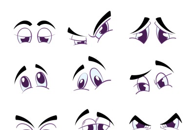 Variety expressions of funny cartoon eyes vector set