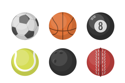 Sports balls vector set. basketball, soccer, tennis, football, basebal