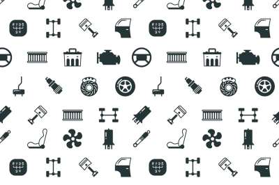 Car spare parts vector seamless pattern