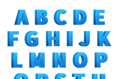 Ice blue 3d letters, characters, alphabet, lettering