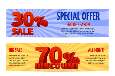 Discount voucher, sale coupon label designs. Special offer banners wit