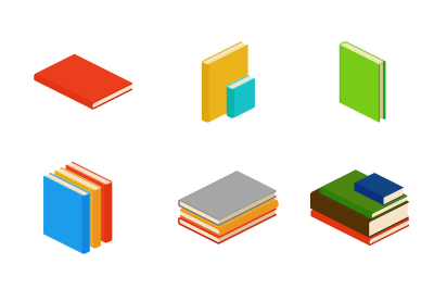 Isometric books, encyclopedia, dictionary, novel, document vector symb