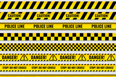 Black and yellow police stripe border, construction, danger caution se