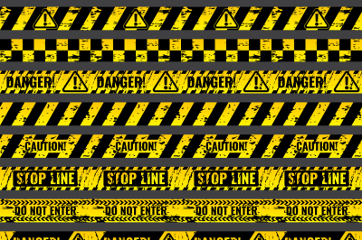 Crime accident scene caution, warning police vector grungy yellow and 