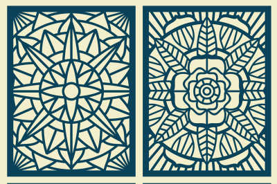 Laser cut fretwork vector pattern cards, panels